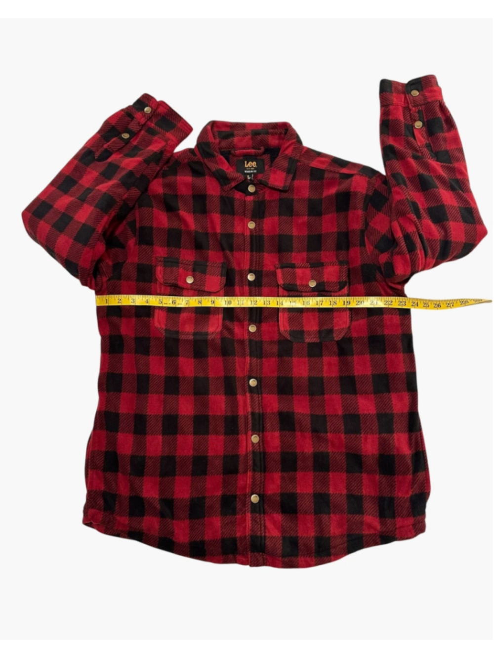 Lee Red Plaid Fleece Jacket Mens XL Soft Black Faux Sherpa Fur Lining NWT - Picture 11 of 16